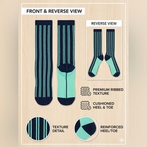 Premium Ribbed Black and Green Socks